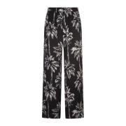 Sort Palme Print Pyjama Bukser