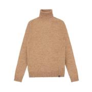 Mohair Blend Turtleneck Sweater Beige