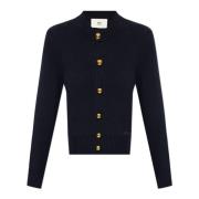 Navy Blue Cardigan Guld Knapper