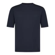 Blå Ribbet Crewneck T-shirt