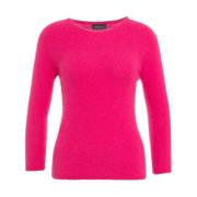 Italiensk Strikket Angora Crew Neck Sweater