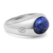 Silver Oval Signet Ring with Blue Lapis