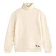 Kremet Uld Høj Hals Sweater