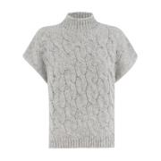 Elegant Strik Pullover med Høj Krave