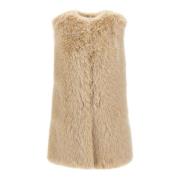 Faux Fur Vest Sand Ekstra Blød