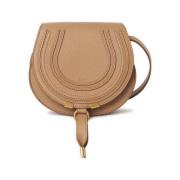 Beige Læder Crossbody Taske