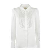 Satin Embellished Bib Blouse