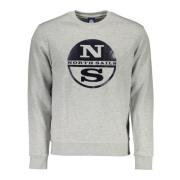 Grå Langærmet Crewneck Sweatshirt med Print