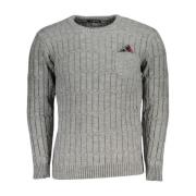 Twisted Crew Neck Sweater with Pocket