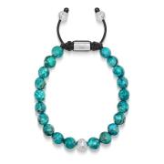 Mens Beaded Bracelet with Turquoise and Sterling Silver Beads