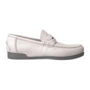 Hvid Grå Læder Slip-On Loafers