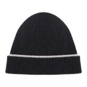 Kashmir Beanie Hat Sort Sand Ribbet