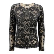 Velvet Blomstret Jacquard Crew Neck Top