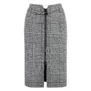 Houndstooth Uld Nederdel