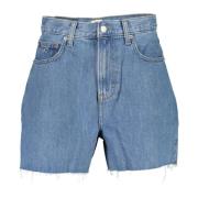 Blå Denim Hot Pant Frynset Shorts