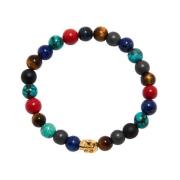 Mens Wristband Multi-Colored with Gold Skull