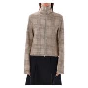 Beige Check Cardigan Strikvarer AW24