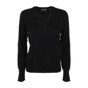 Sort Merino Rund Hals Sweater