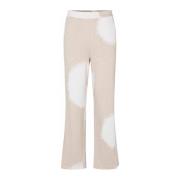 Elastik Talje Straight-Leg Beige Bukser