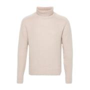 Beige Strikket Rullekrave Sweater