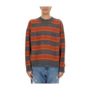 Stribet Oversize Mohair Blandet Uld Skjorte