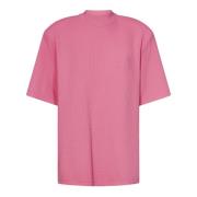 Pink Oversized T-Shirt med Logo Broderi