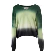 Grøn Dip Dye V-Hals Jersey Top