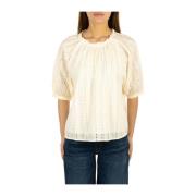 Hvide Sweaters Broderie Anglaise Bluse