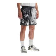 Blomstret Bandana Print Silke Bermuda Shorts