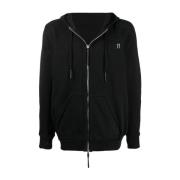 Sort Zip Hoodie med Snøring