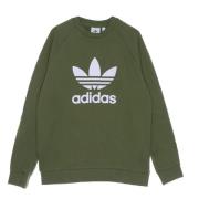 Klassisk Trefoil Crewneck Sweatshirt Oliven/Hvid