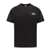 Sort Ribbet T-shirt med Maxi Logo