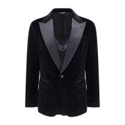 Sort blazer med satin revers