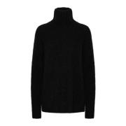 Sort Strik Rullekrave Sweater