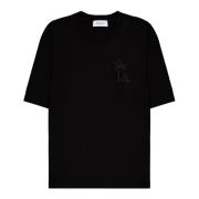 sort t-shirt med palme trykt logo