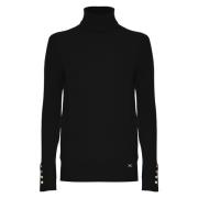 Strikket polo hals jumper med metal knapper