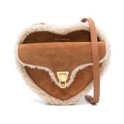 Shearling Trim Heart Shape Taske