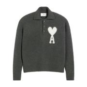 Mørkegrå Alpaca Blandet Polo Sweater