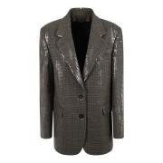 Beige Sort Houndstooth Blazer Sequin