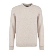 Beige Shetland Uld Rundhals Sweater