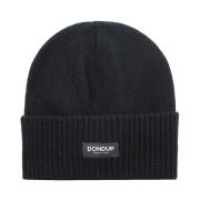 Sort Strikket Logo Lapper Beanie