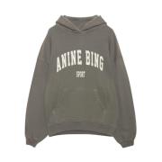 Vintage Oversized Hoodie i Støvet Oliven