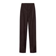 Pinstripe Straight Leg Tailor Bukser Kaffe