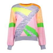 Chic Multicolor Logo Pullover Sweater