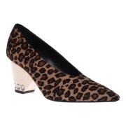 Court shoes in leopard-print pony skin