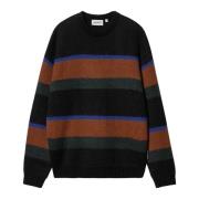 Stribet Alpaka Sweater Brun