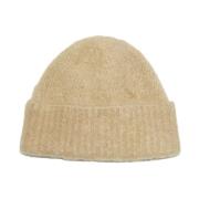 Beige Wool Mohair Beanie Hat