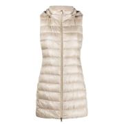 Quiltet Beige Vest med Hætte