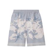 Silke Twill Print Shorts Grå