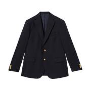 Blazer i jomfruelig uld med guld knapper